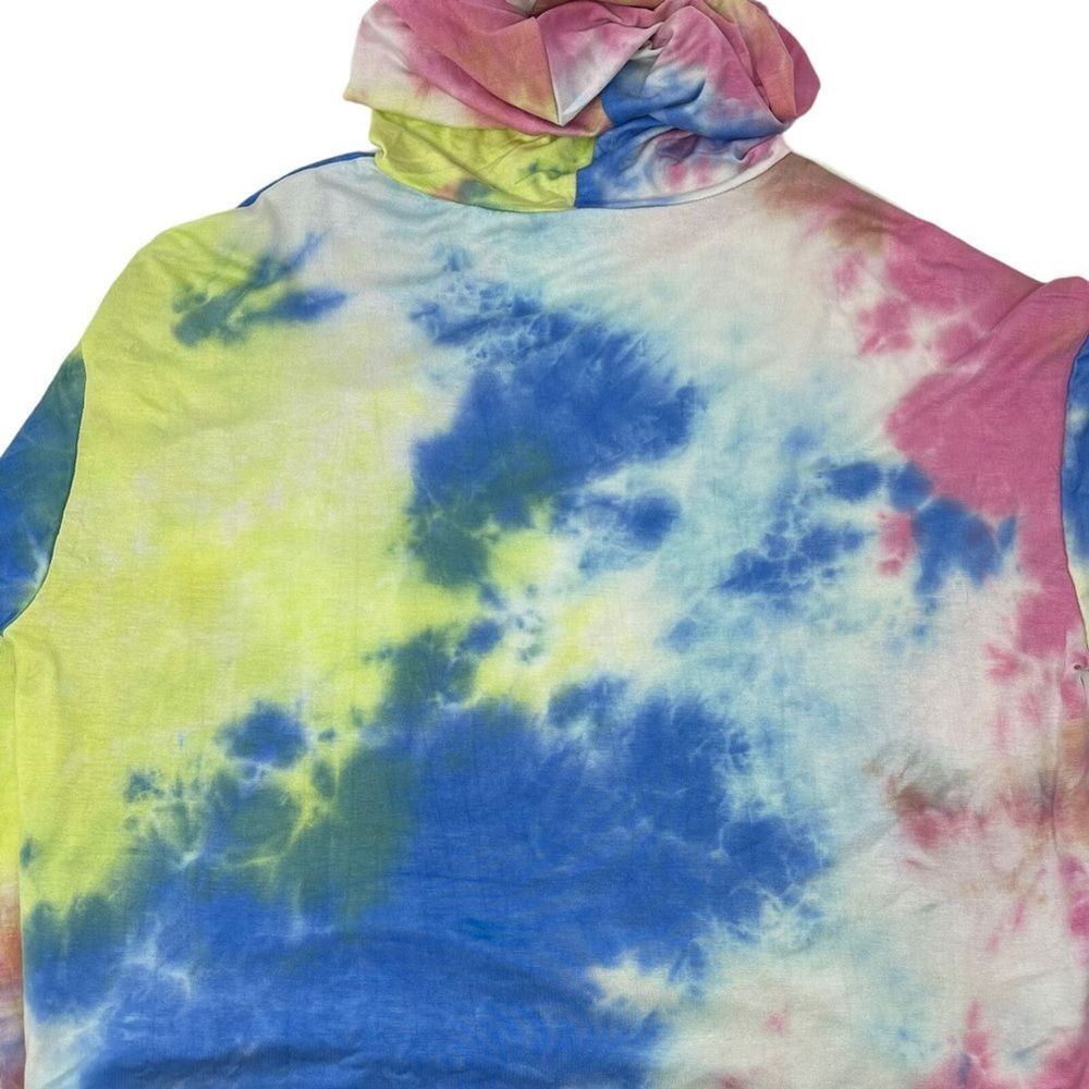 LUSH Nordstrom NWOT Pastel Tie Dye Cropped Knit Hoodie M | Y2K Festival - Picture 5 of 7